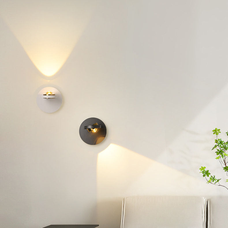 Round Iron Aluminum Rotatable LED Wall Sconce Lamp
