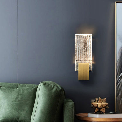 Minimalist Rectangular Copper Crystal LED Wall Sconce Lamp