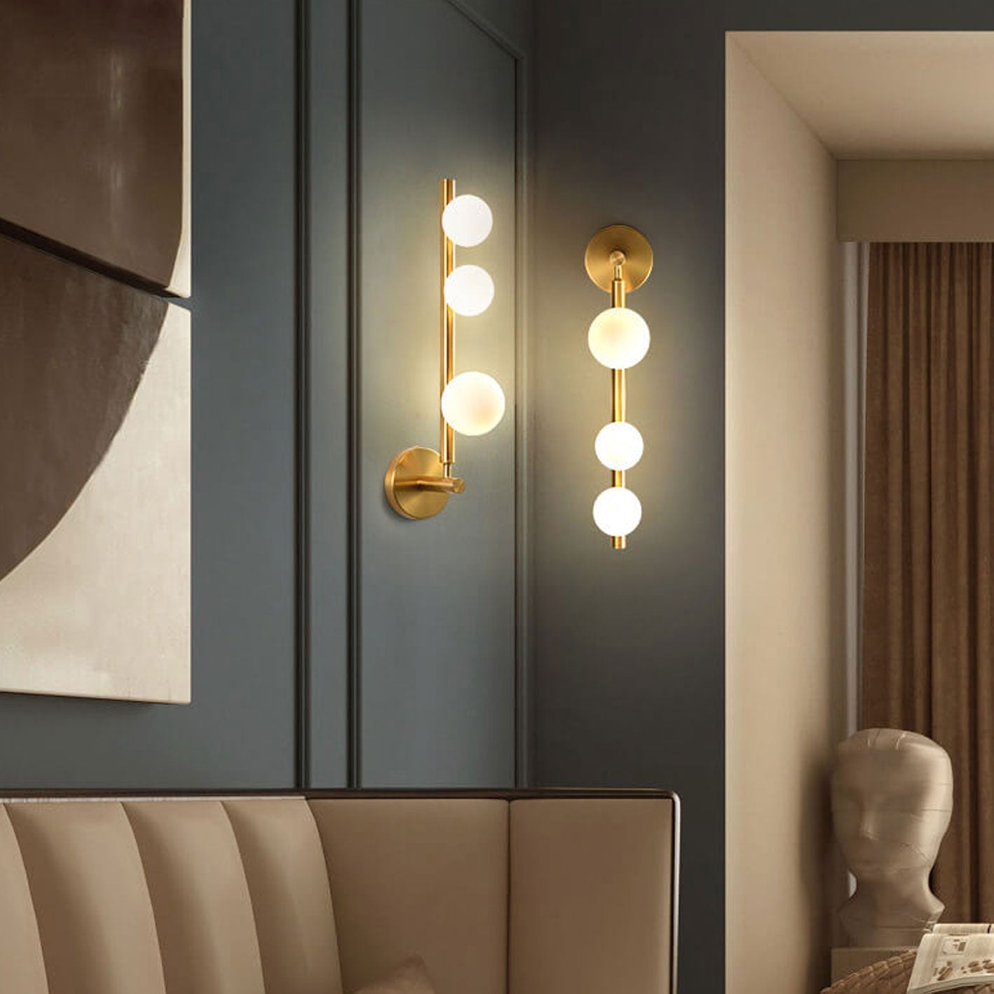 Light Luxury Bead String Design 3-Light Wall Sconce Lamp