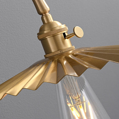 All Copper Round Pleats 1-Light Wall Sconce Lamp