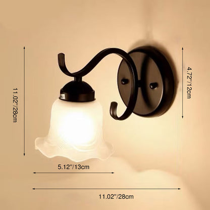 Retro Rustic Iron Glass 1-Light Wall Sconce Lamp