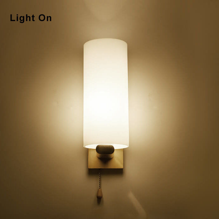 Modern Glass 1-Light Cylindrical Shape Wall Sconce Lamp