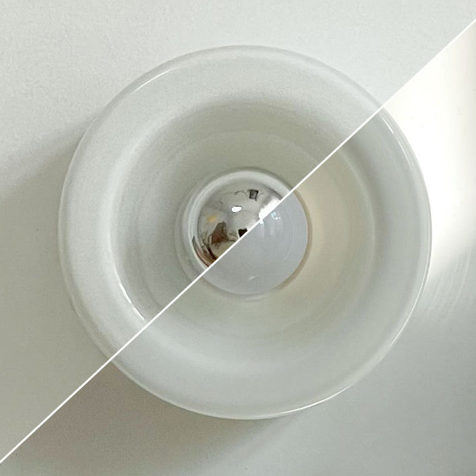 Mid-Century Round Iron Glass 1-Light Wall Sconce Lamp