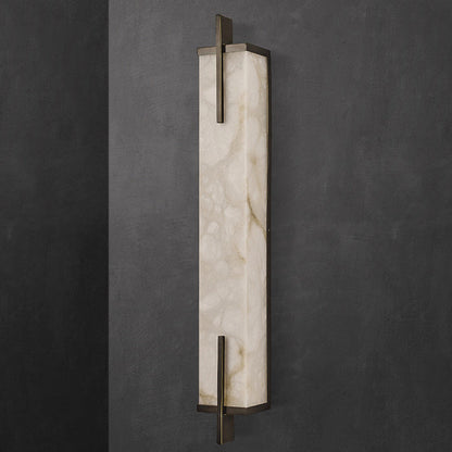 Luxury Full Copper Marble Rectangle LED Wall Sconce Lamp