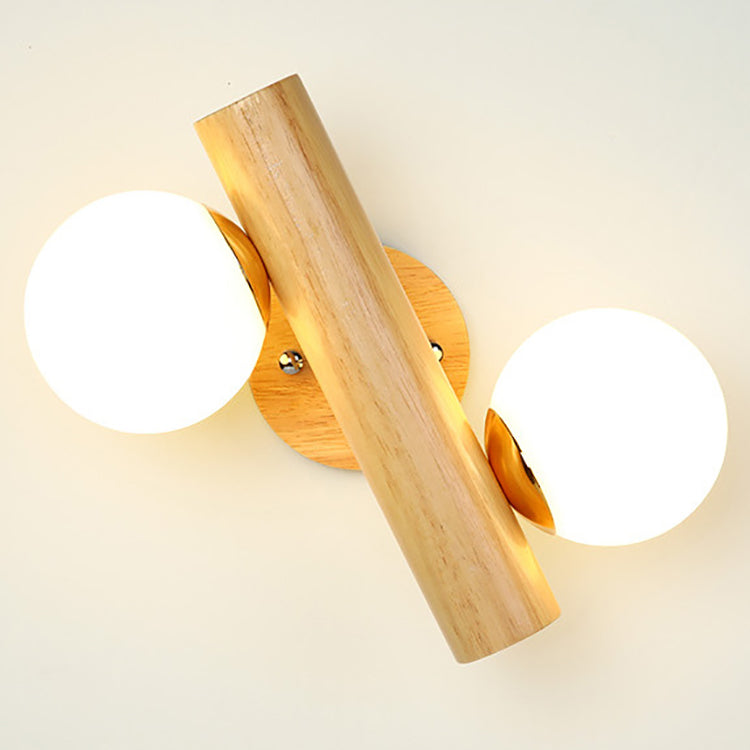 Japanese Glass Cylinder Strip Ball 2-Light Wall Sconce Lamp
