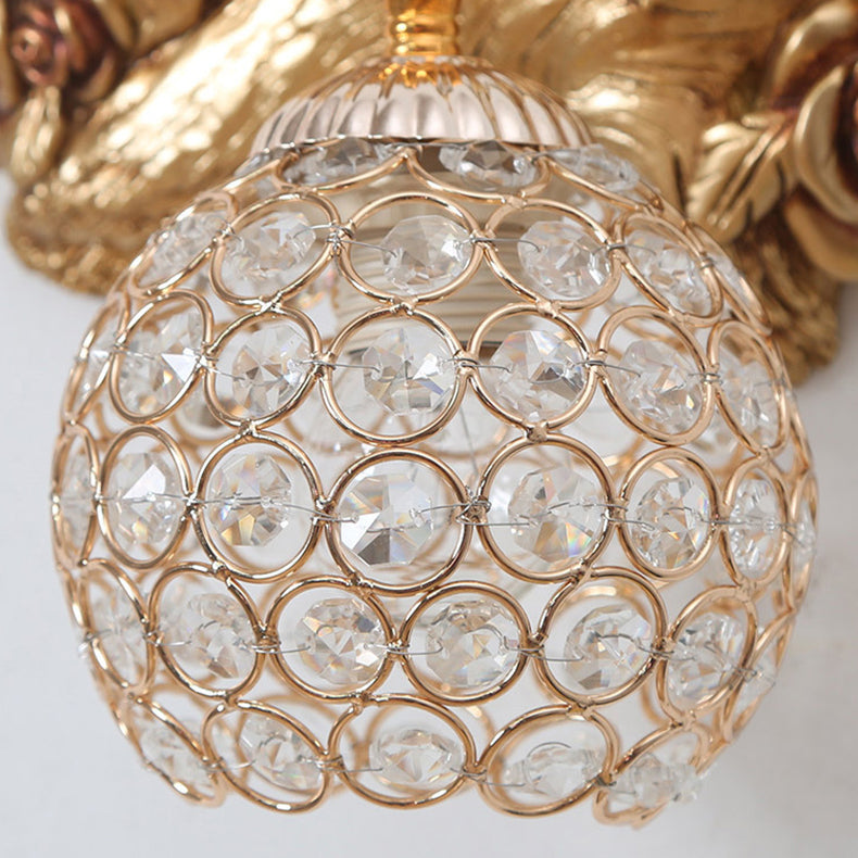 European Swan Orb Resin Iron 1-Light Wall Sconce Lamp