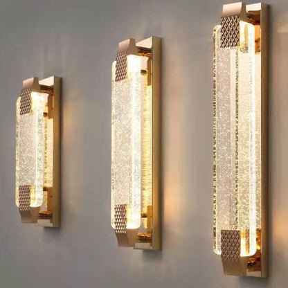 Light Gold Bubble Crystal Rectangular LED Wall Sconce Lamp