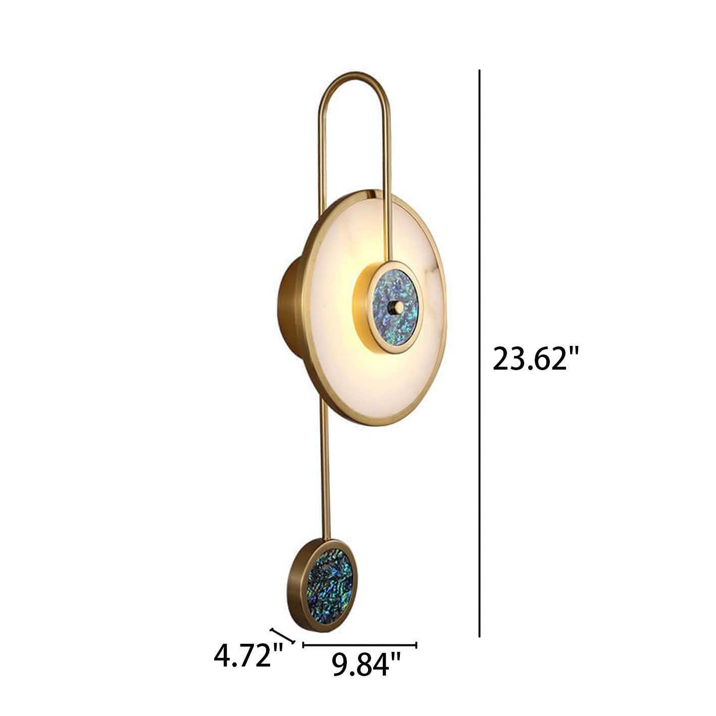 Luxury Marble Round Shell Curved Arm LED Wall Sconce Lamp