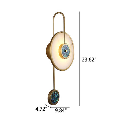 Luxury Marble Round Shell Curved Arm LED Wall Sconce Lamp
