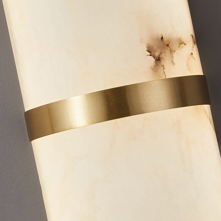 Chinese Marble Copper Cylinder LED Wall Sconce Lamp