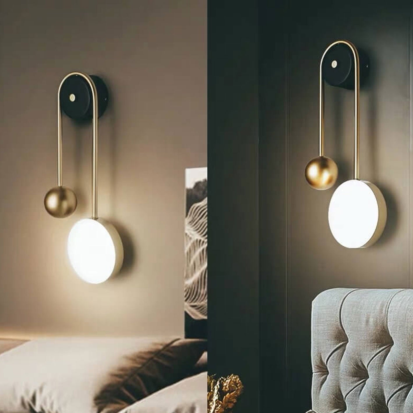 Luxury Gold U-shaped Iron Acrylic LED Wall Sconce Lamp