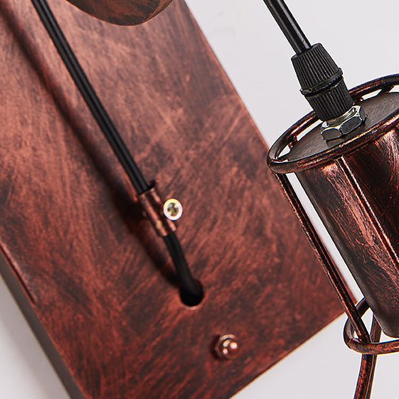 Traditional Linear Round Iron 1-Light Wall Sconce Lamp