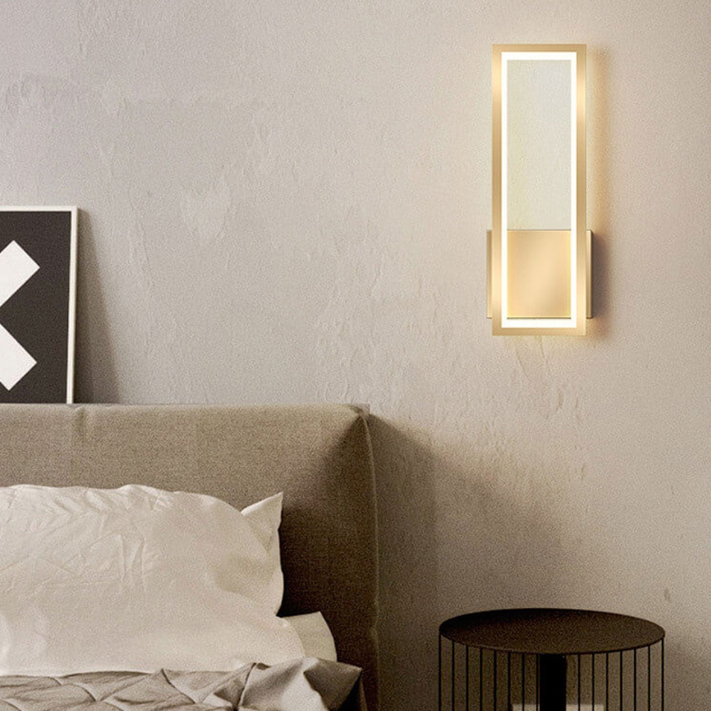 Light Rectangular Hollow Ring Design LED Wall Sconce Lamp