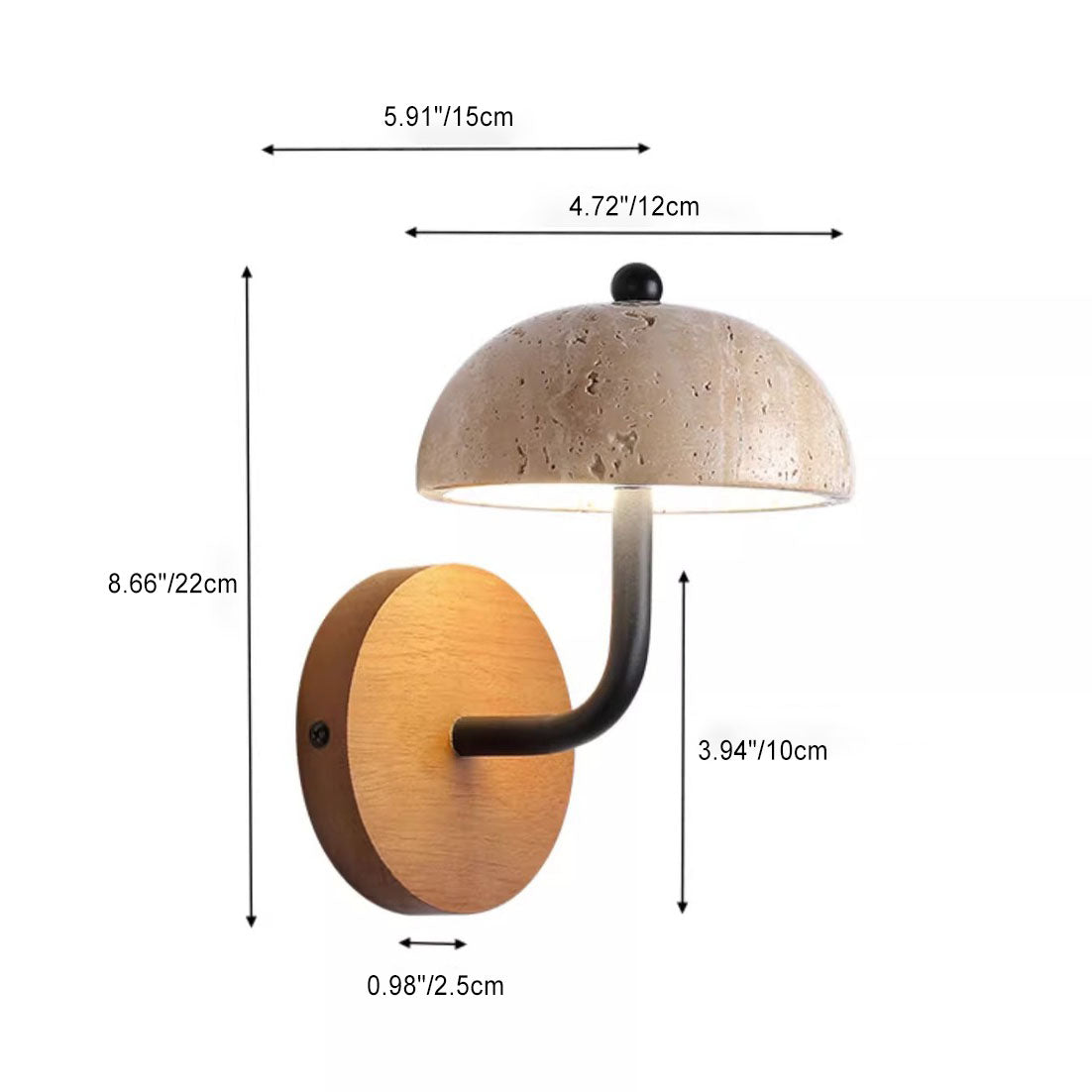 Japanese Walnut Round Hemispherical LED Wall Sconce Lamp