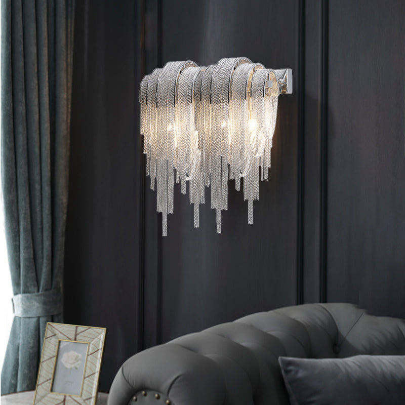 Iron Aluminum Tassel Chain 2/4 Light Wall Sconce Lamp