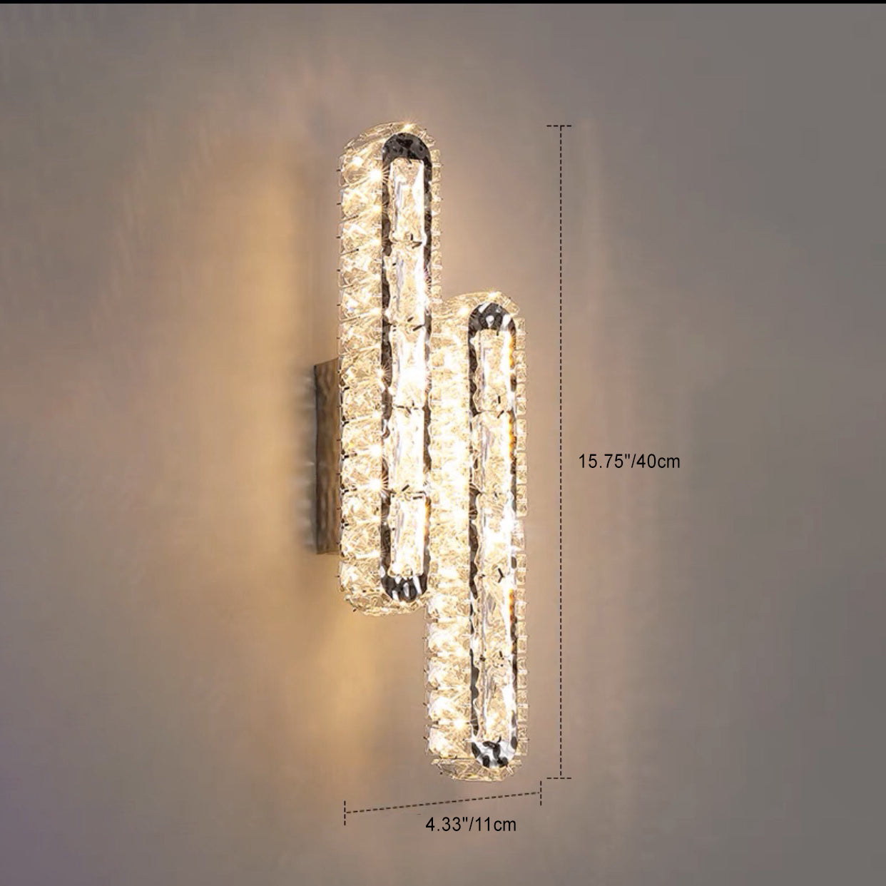 Stainless Crystal Elliptical Strip LED Wall Sconce Lamp