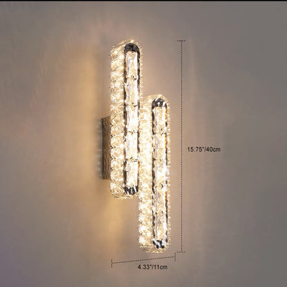 Stainless Crystal Elliptical Strip LED Wall Sconce Lamp