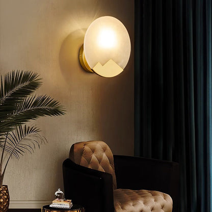 Marble Shade Gold Finish Frame 1-Light Wall Sconce Lamp