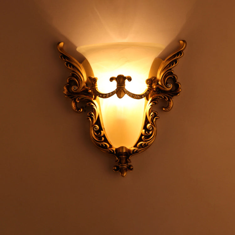 European Wings Cup Resin Glass 1-Light Wall Sconce Lamp