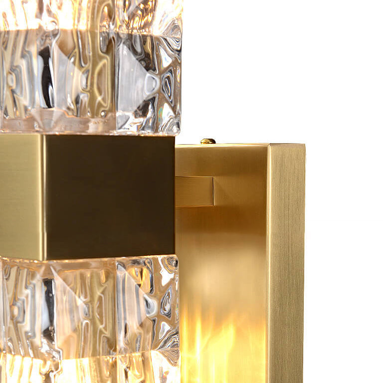 Rectangular Copper Glass 2/3 Light Wall Sconce Lamp