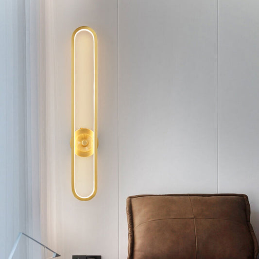 Light Luxury Full Brass Long Ring LED Wall Sconce Lamp