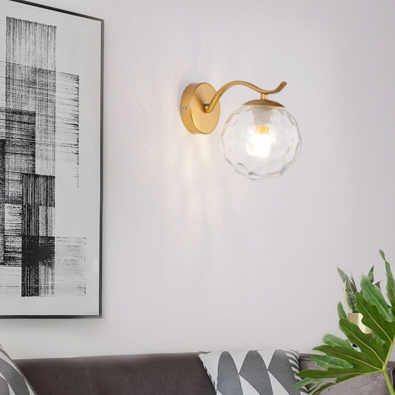 Iron Spherical Glass Lampshade 1-Light Wall Sconce Lamp