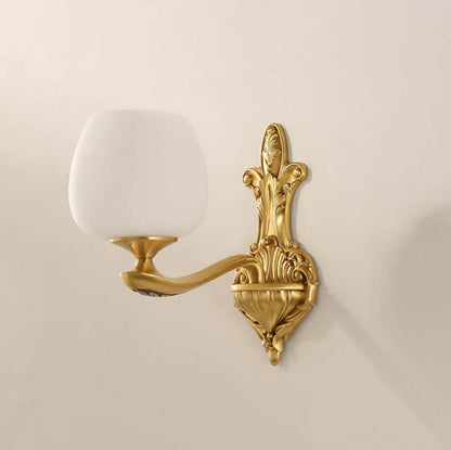 Light Glass Gold-Finished Frame 1/2 Light Wall Sconce Lamp