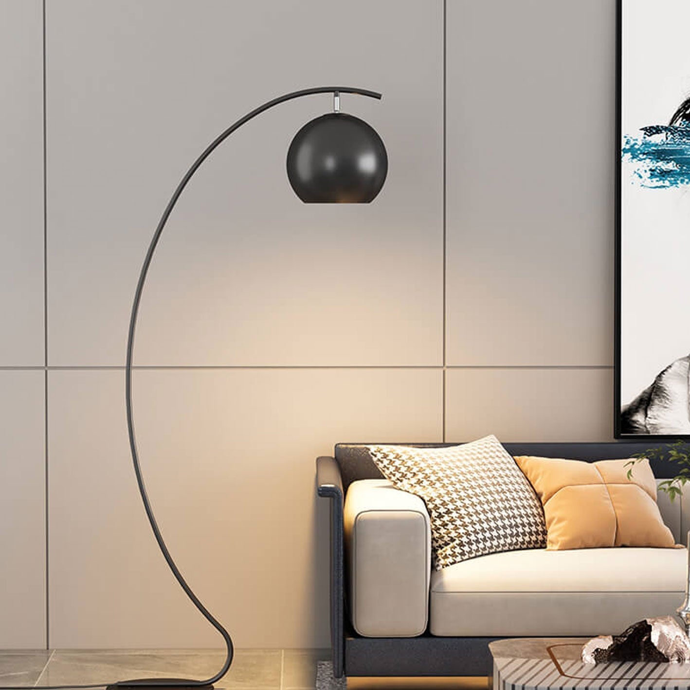 Nordic Minimalist Curved Line Dome 1-Light Standing Floor Lamp