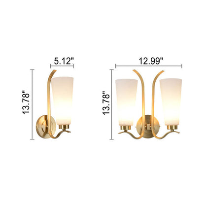 European Light All Copper Glass 1/2-Light Wall Sconce Lamp