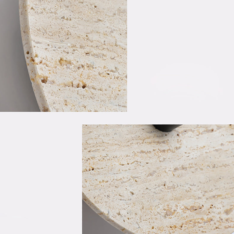 Round Iron Yellow Travertine 1-Light Wall Sconce Lamp