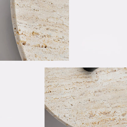 Round Iron Yellow Travertine 1-Light Wall Sconce Lamp