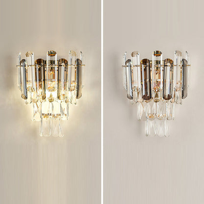 Brilliant Crystal Stack Iron 2-Light Wall Sconce Lamp