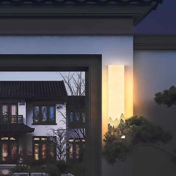 Chinese Marble All-Copper Rectangular LED Wall Sconce Lamp