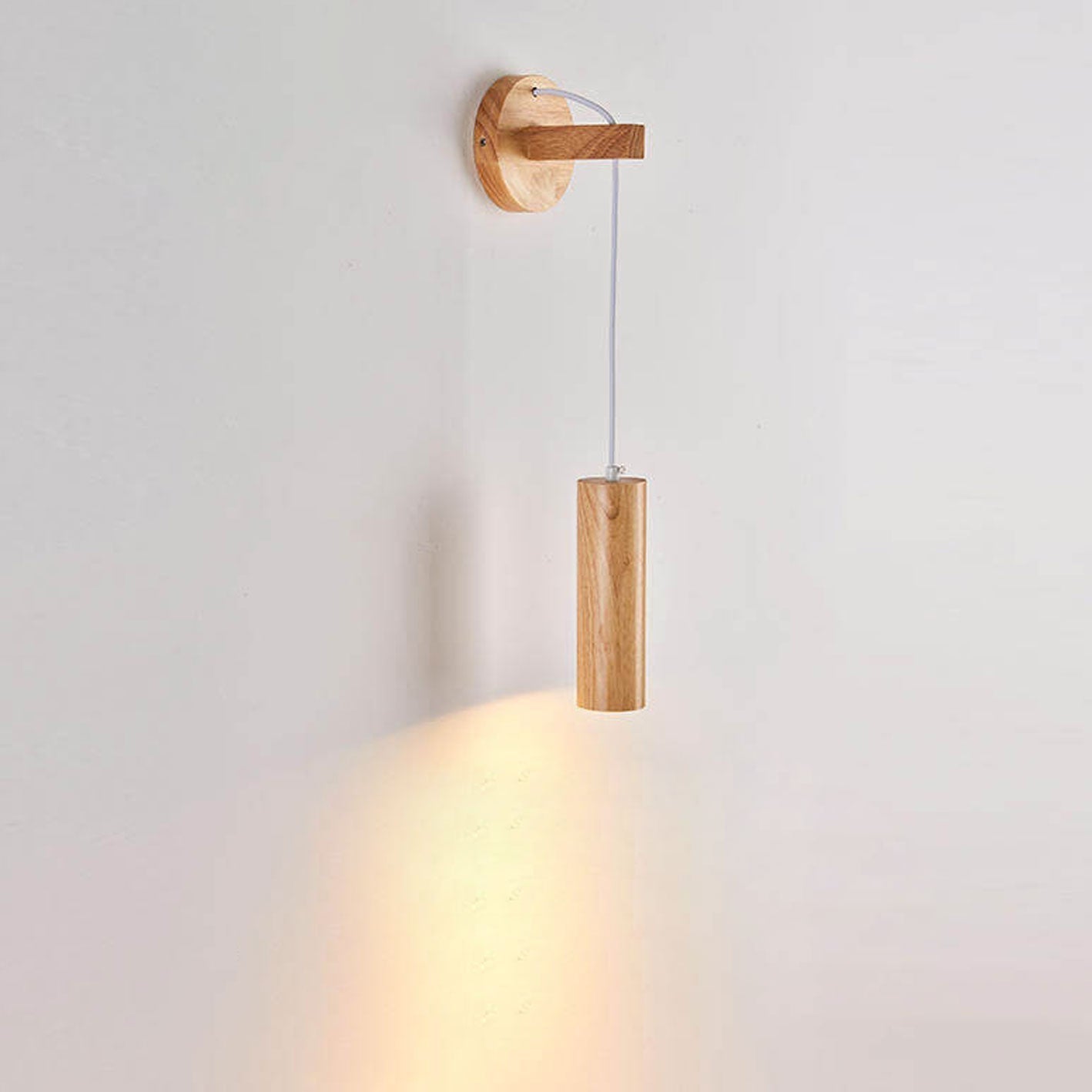 Minimalist Solid Wood Cylinder Column LED Wall Sconce Lamp