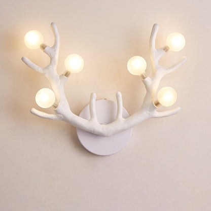 Resin Tree Branch Glass Ball 6-Light Wall Sconce Lamp