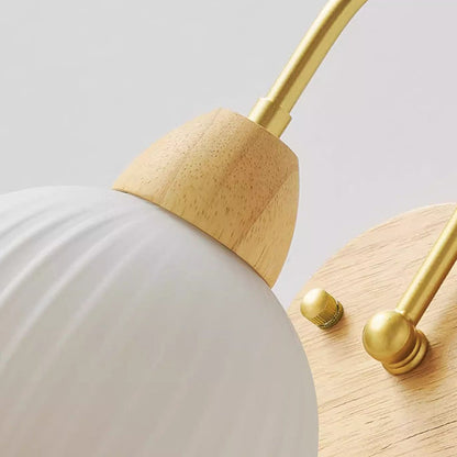 Wood Acrylic Iron Flower Ball 1-Light Wall Sconce Lamp