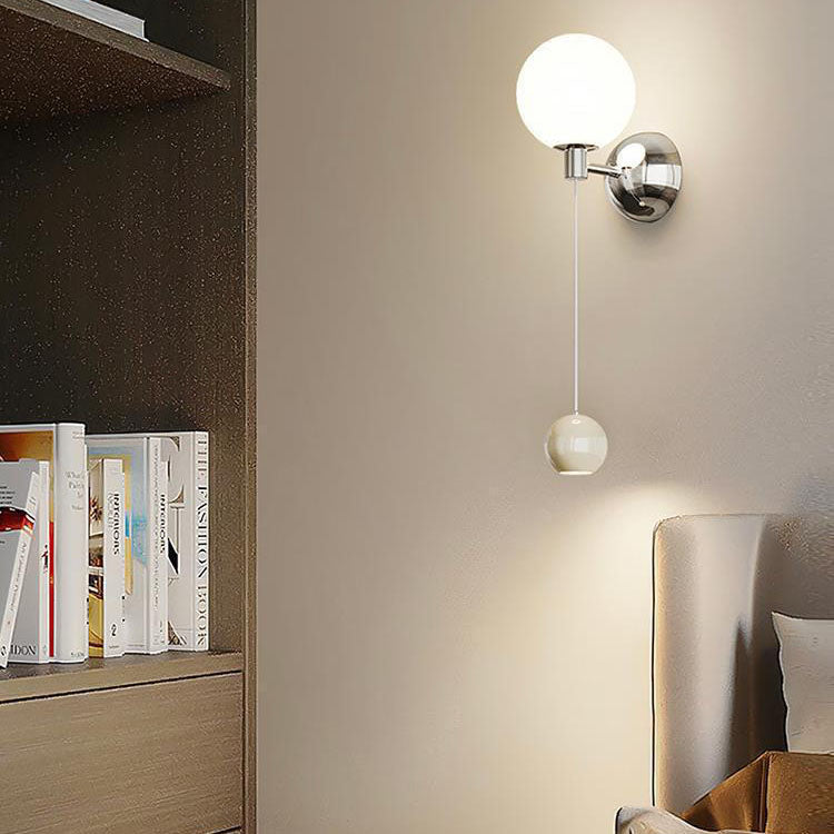 Simplicity Glass Shade Iron Ball LED Wall Sconce Lamp