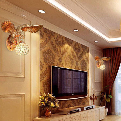Resin Eagles Crystal Shade 1-Light Wall Sconce Lamp