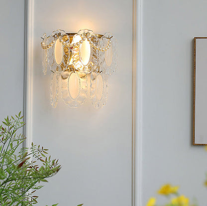 Gold Pearl Water Grain Glass Sheet 2-Light Wall Sconce Lamp
