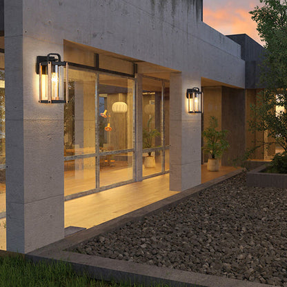 Simplicity Iron Glass 1-Light Outdoor Wall Sconce Lamp