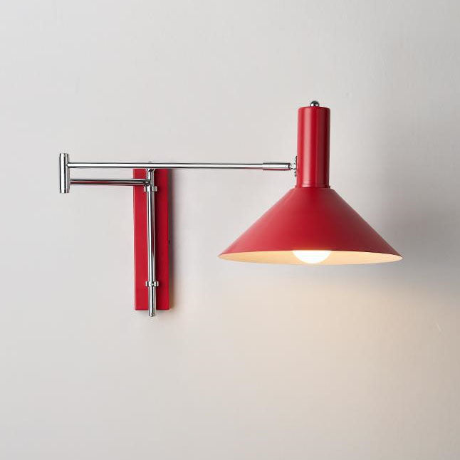 Round Tapered Iron 1-Light Retractable Wall Sconce Lamp