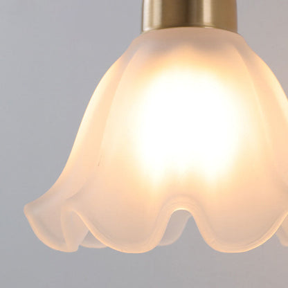 Nordic Glass Flower Petal Copper 1-Light Wall Sconce Lamp