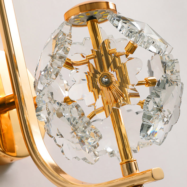 Metal Steel Crystal Ball Cylinder 1-Light Wall Sconce Lamp