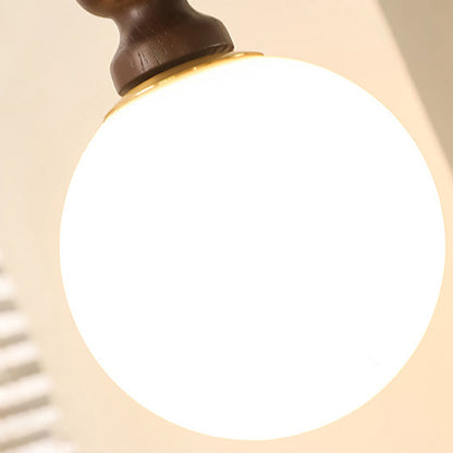 Retro Wood Aluminum Glass Ball 1-Light Wall Sconce Lamp