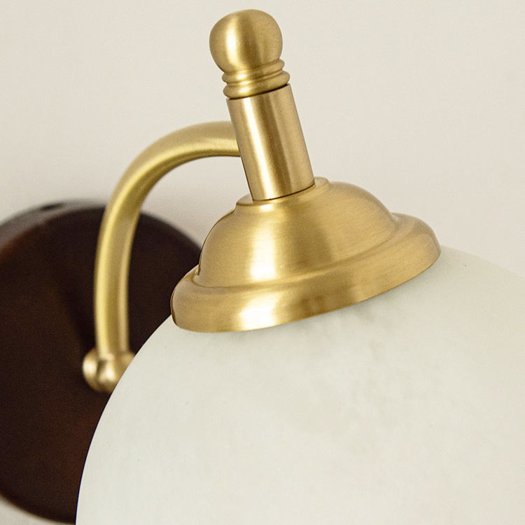 French Flower Shade Solid Wood Base 1-Light Wall Sconce