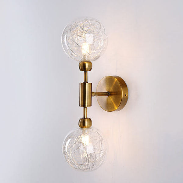 Nordic Vintage Iron Glass Ball 1/2 Light Wall Sconce Lamp