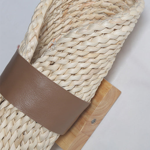 Japanese Leather Wrapping Round 1-Light Wall Sconce Lamp