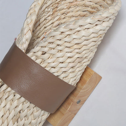 Japanese Leather Wrapping Round 1-Light Wall Sconce Lamp