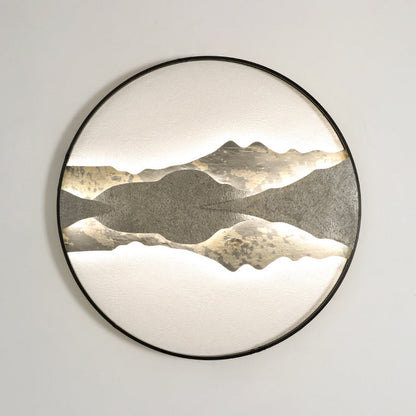 Chinese Round Disc Aluminum Plate Rock LED Wall Sconce Lamp
