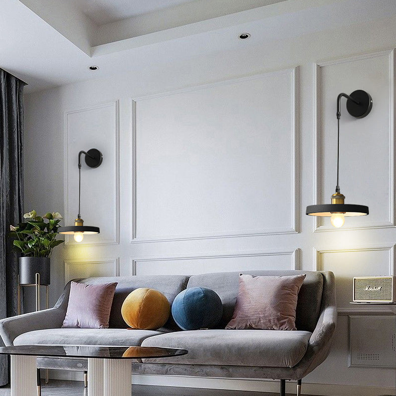 Scandinavian Disc Aluminum Iron 1-Light Wall Sconce Lamp